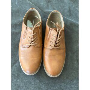 Kenneth Cole Kids Cognac Tan Faux Leather Oxford Lace-Up Shoes Man Made